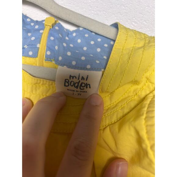 MINI BODEN YELLOW SLEEVELESS A-LINE DRESS, BUTTERFLY EMBROIDERY, SIZE 2/3 - Picture 4 of 7